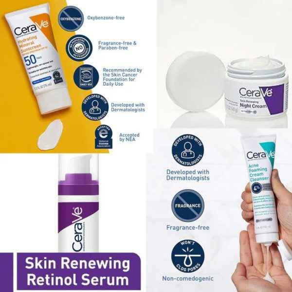 CeraVe 4-in-1 Skincare Kit – Cleanser, Serum, Night Cream - MustBuy.pk