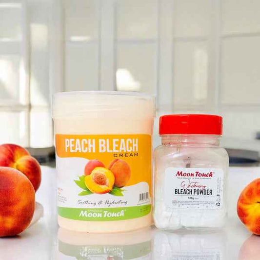 Peach Bleach Cream with Powder – Skin Brightening & Hair Lightening Facial Bleach Kit (500ml + 150g) - MustBuy.pk