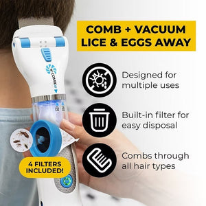 LICETEC V - COMB Electric Head Lice Remover – Chemical - Free Lice & Nit Treatment for Kids & Adults | Safe, Reusable & Hygienic Vacuum Comb Device - MustBuy.pk