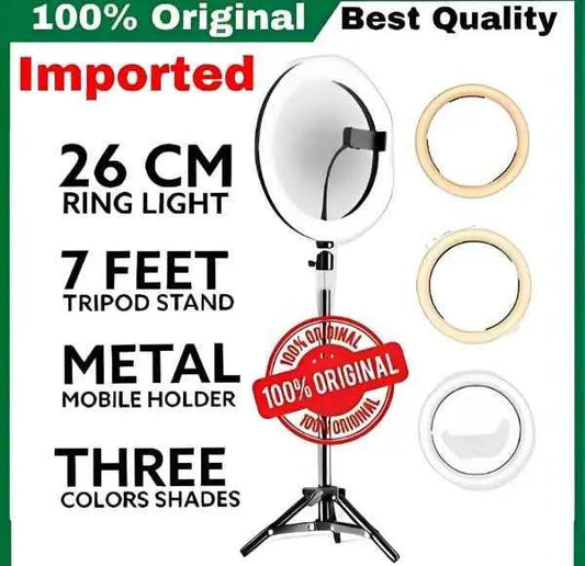 LED Ring Light with Tripod & Holder - 7ft Mobile Stand - MustBuy.pk
