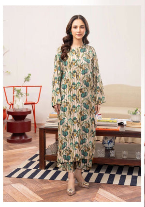 2 Pcs Women's Unstitched Linen Printed Suit
