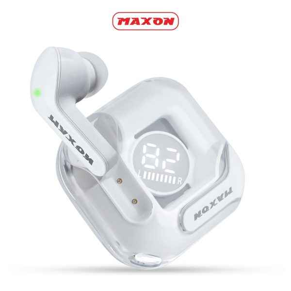 Maxon B-300 Crystal Wireless Earbuds – Bluetooth 5.3, Hi-Fi Bass, 5-Hour Playtime