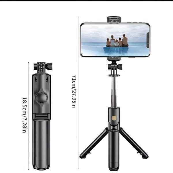 Bluetooth Selfie Stick with Tripod – 360° Foldable Mobile Holder - MustBuy.pk