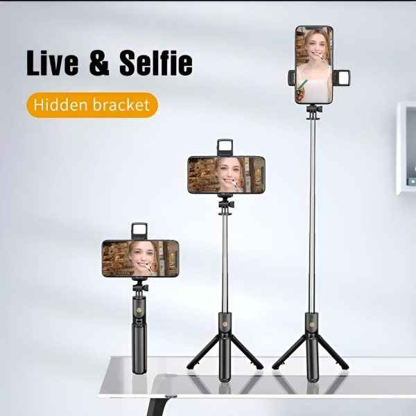 Bluetooth Selfie Stick with Tripod – 360° Foldable Mobile Holder - MustBuy.pk