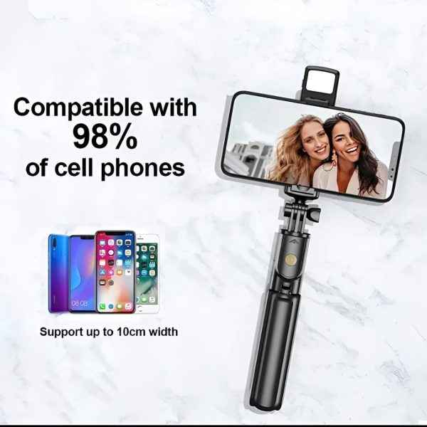 Bluetooth Selfie Stick with Tripod – 360° Foldable Mobile Holder - MustBuy.pk