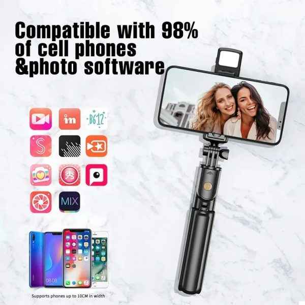 Bluetooth Selfie Stick with Tripod – 360° Foldable Mobile Holder - MustBuy.pk