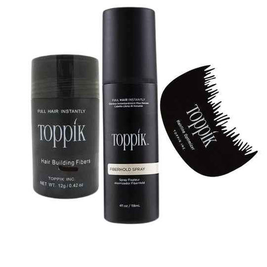 Toppik Hair Building Fiber 3-in-1 Combo Pack. This Set Includes Toppik Hair Fiber, Fiber Hold Spray & Hairline Optimizer Comb - MustBuy.pk