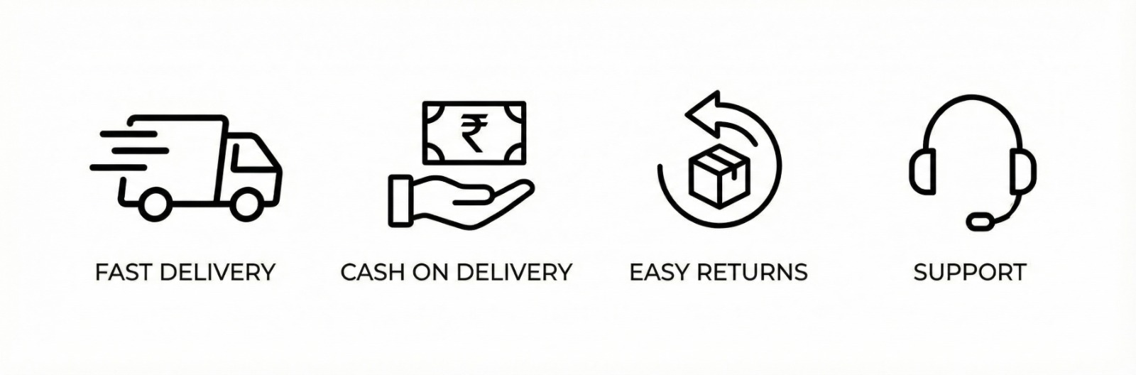 Fast delivery, cash on delivery, easy returns, support