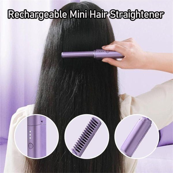 2-in-1 Hair Styling Brush Straightener & Curler Comb - Random Colour - Image 6